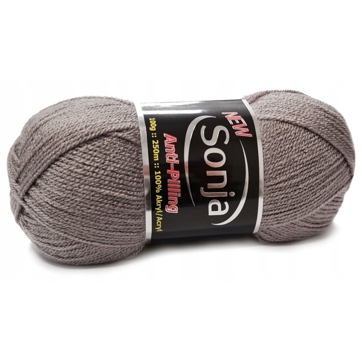Sonja Anti-Pilling kötőfonal / cérna, 100% anti-pilling akril, 3 szálas, puha, szürke bézs, 100g (250m)