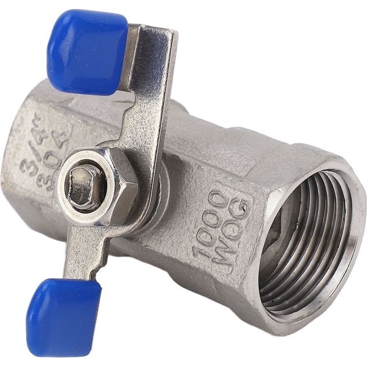 Golyóscsap 3/4 rozsdamentes acél szárnyas fogantyú belső menet 20mm
