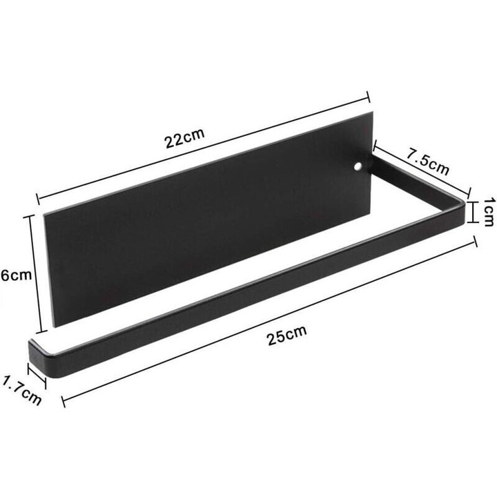 Suport hartie bucatarie autoadeziv metalic negru 25cm
