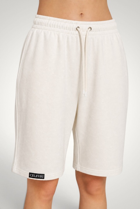 Pantaloni scurti de dama, oversize, din bumbac premium, Alb, Marimea XL