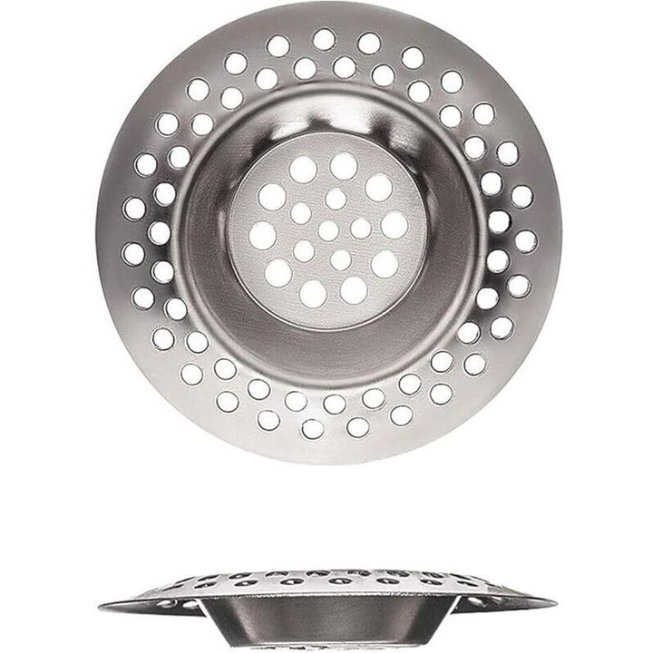 Set 2 sita chiuveta inox 7x7x0.7cm, rezistenta la rugina, pentru bucatarie si baie