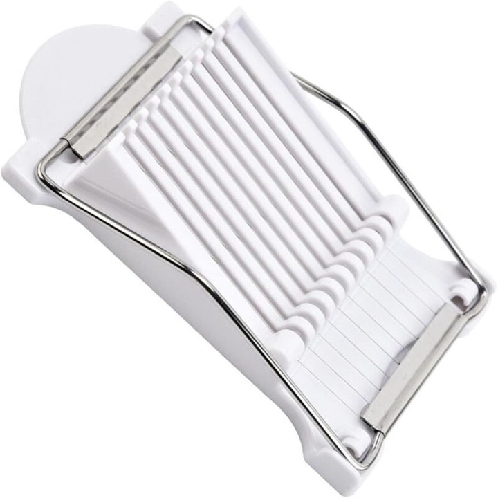 Feliator oua multifunctional pentru oua, branza moale, sunca si carnati, din PP si inox 305, antiderapant, compatibil masina de spalat vase, Alb, 1 buc