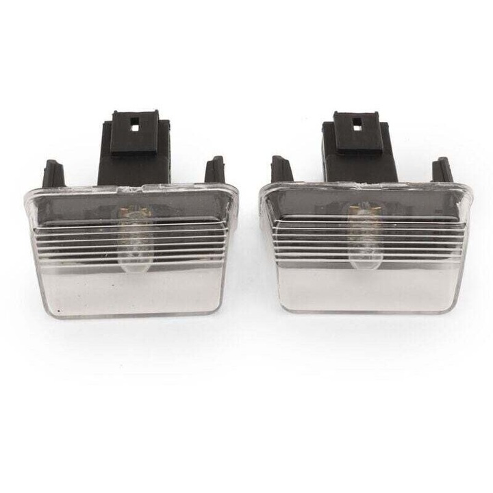 Lumina/Világítás rendszámtábla 6340.A3, átlátszó lencse, nagy fényerejű, ABS+fémből, kompatibilis Peugeot 206/207/307/Partner és Citroen Berlingo modellekkel, Átlátszó, 2 darabos készlet