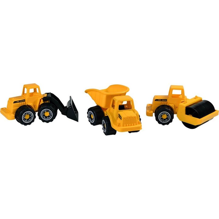 3 darabos készlet, Alltoys Androni építőautók, műanyag, homokozóba, sárga
