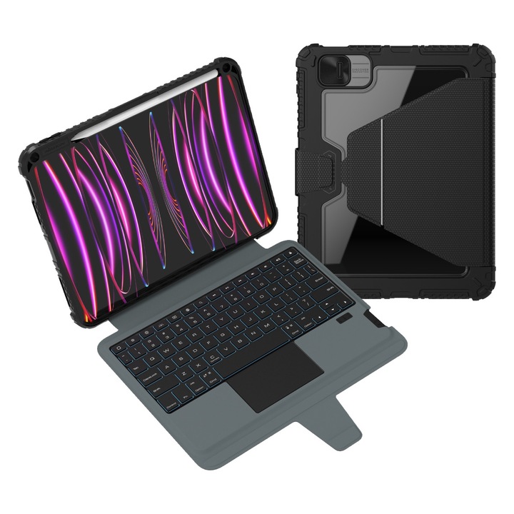 Husa pentru tabletă Nillkin cu tastatură detasabilă iluminată, TPU + PU, 12.9", 13"