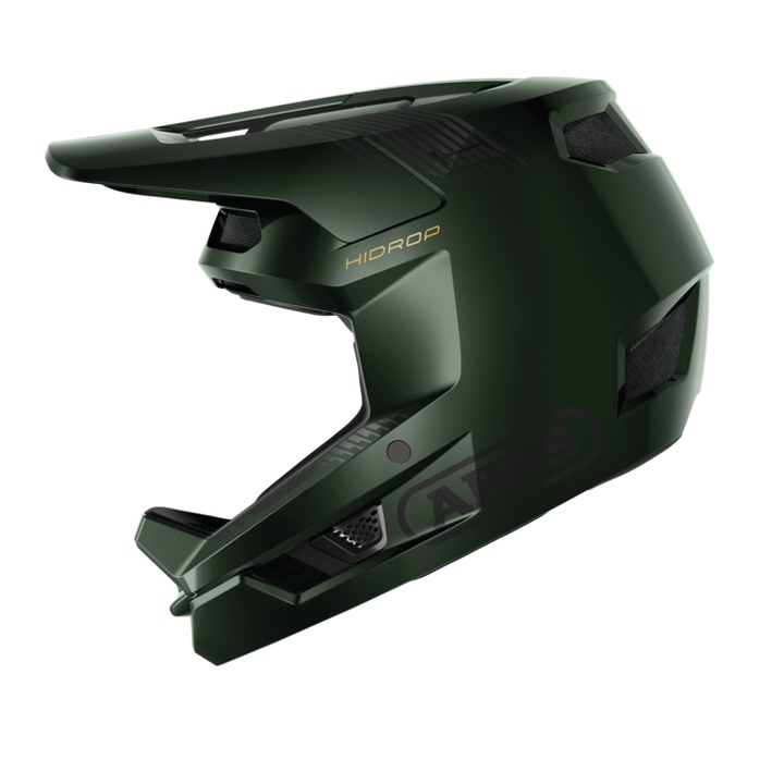 Casca ABUS HiDrop Moss green XL, 61-62 cm, Full Face, pentru MTB și Downhill, ASTM DH, verde închis
