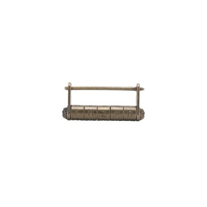 Lacat cu cod vintage stil chinezesc, aliaj zinc, bronz, 8x3.5x1.5cm