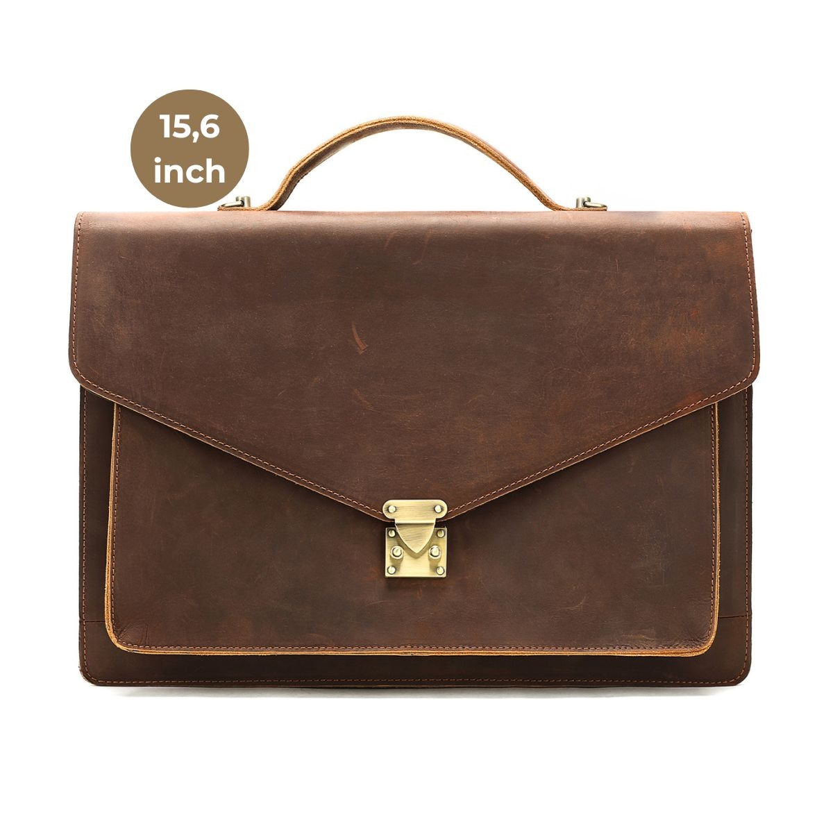 Servieta din piele naturala Crazy Horse, Laptop 15, 6 inch, Horizon, BUSY LDY&GTM®, maro