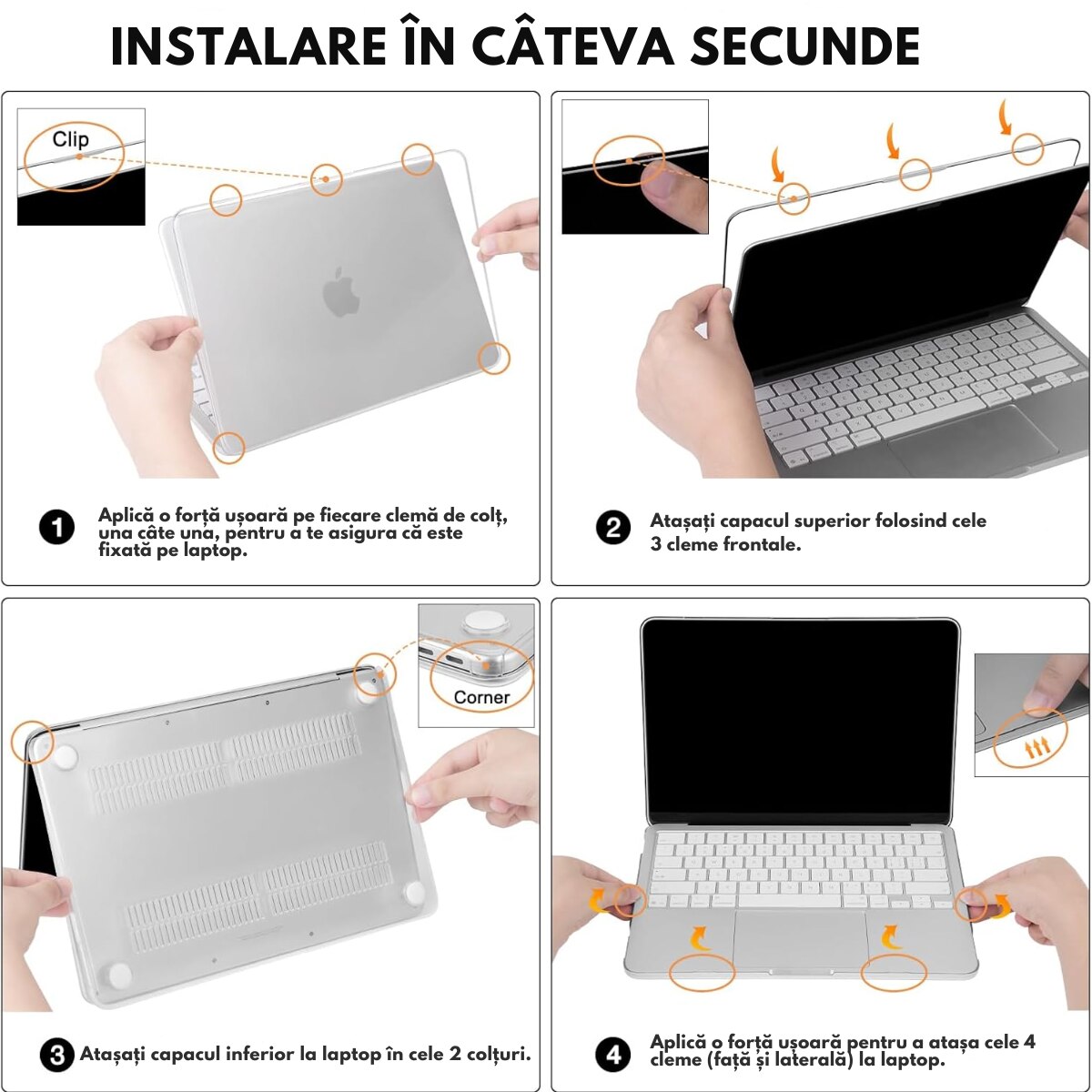 Husa transparenta rigida pentru MacBook Air 13.6", Dasbo®, Protectie Completa, Ventilatie Avansata, Ultra Slim, (2022-2026), Compatibila M2/M3/M4/M5, Modele A2681/A3113/A3240/A3449, Protectie 360, Semi-transparenta, Gri