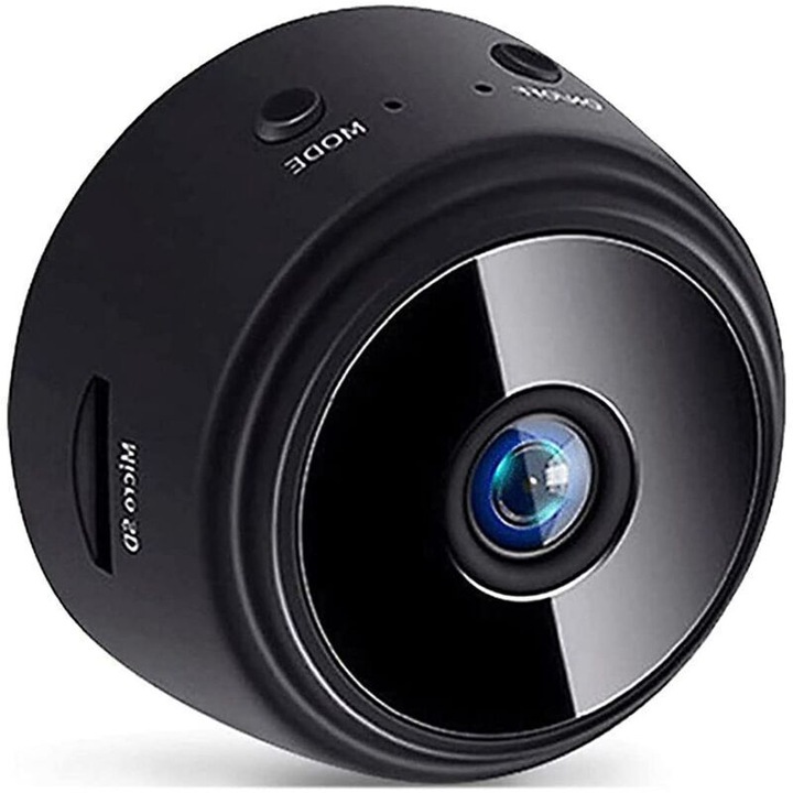 Hranitoare pentru pasari cu camera WiFi 720P, unghi larg 90°, viziune nocturna, microfon incorporat, Negru, 1 buc