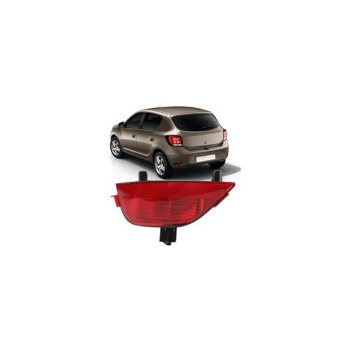 Hátsó ködlámpa lencse, féklámpa lencse Dacia Sandero MK2 Facelift (2017-2020) és MK3/Stepway MK3 (2021+) modellekhez, ABS+PMMA, beépített reflektor, 1:1 illeszkedés, Piros, 1 db