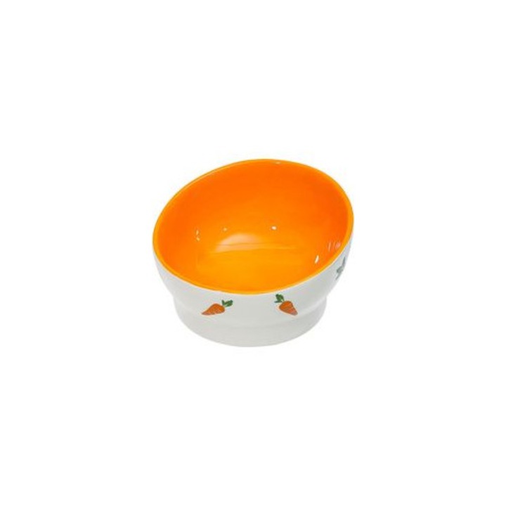 Bol ceramic pentru iepuri, model morcov, multicolor, 1 buc