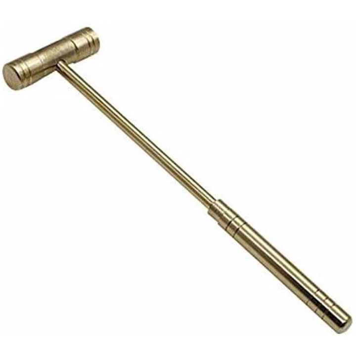 Ciocan de precizie, ciocanel, cap din alama masiva, maner antiderapant ergonomic, corp cu fata rotunda, auriu, 1 buc