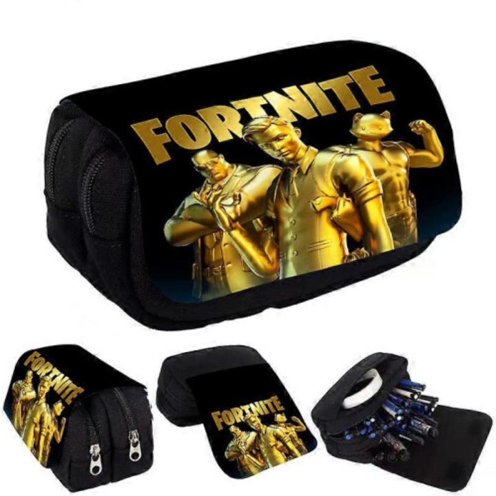 Несесер Fortnite 3D принтиран, 2 отделения, голям капацитет, многоцветен, 22x10x5см
