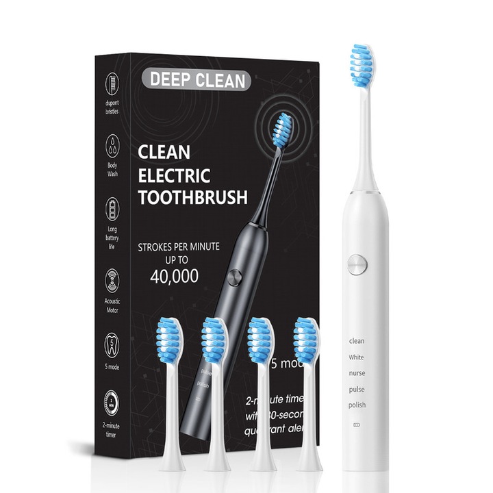 Set periuta de dinti electrica si irigator oral, peri moi, alb, compact