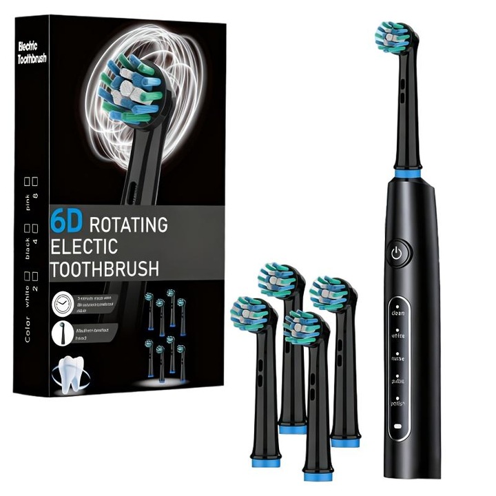 Set periuta electrica si irigator oral, peri moi, negru, compact