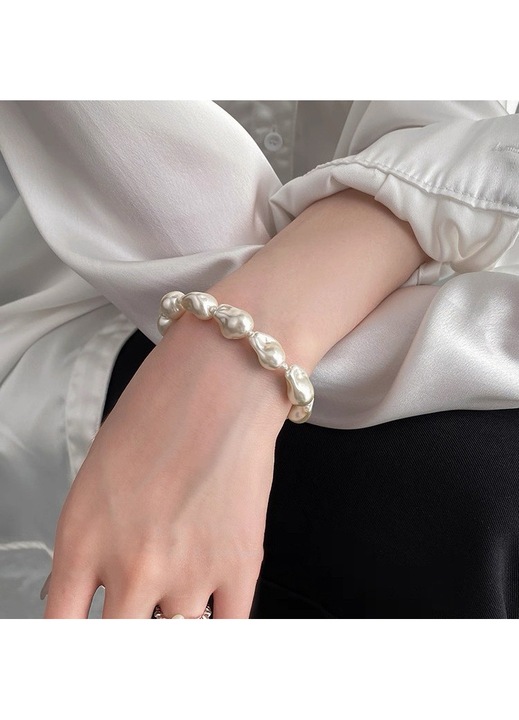 Bratara perle baroc femei beaded alb elegant