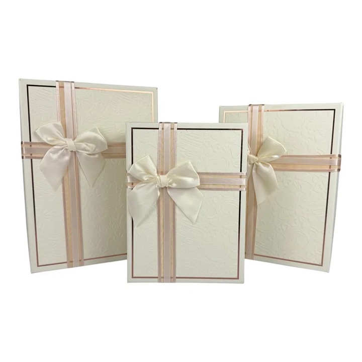 Set Cutii Dreptunghiulare 3 Piese Alb 'Prestige' pentru Cadouri Universale