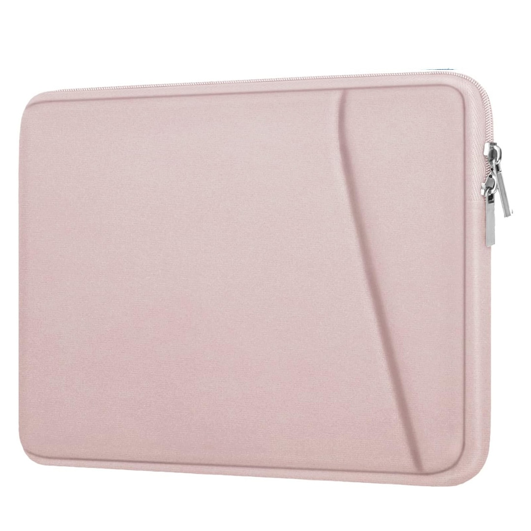 Geanta laptop roz 34,5x25cm, 36x26cm, 39,5x28cm, captusita, usoara, cu buzunar suplimentar