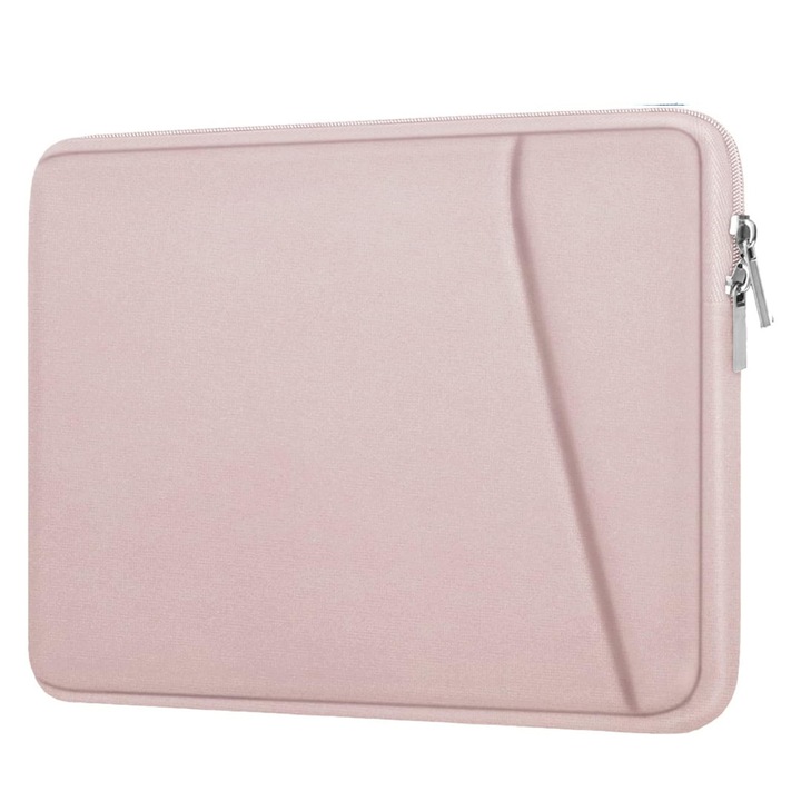 Geanta laptop roz 34,5x25cm, 36x26cm, 39,5x28cm, captusita, usoara, cu buzunar suplimentar
