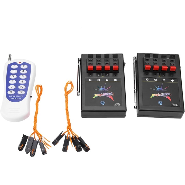Artificii fara fir, sistem profesional fara fir cu 8 canale pentru lansarea artificiilor, telecomanda