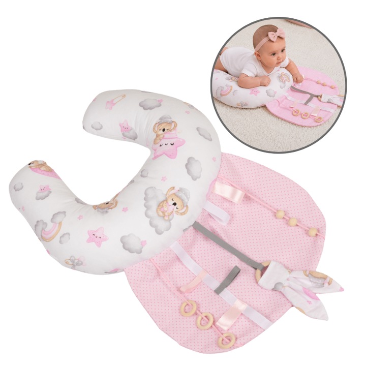 Kidizi Koala Dreams Pink szenzoros haspárna babáknak, motoros fejlődés, vizuális stimuláció és kéz-szem koordináció, 0+ hónap