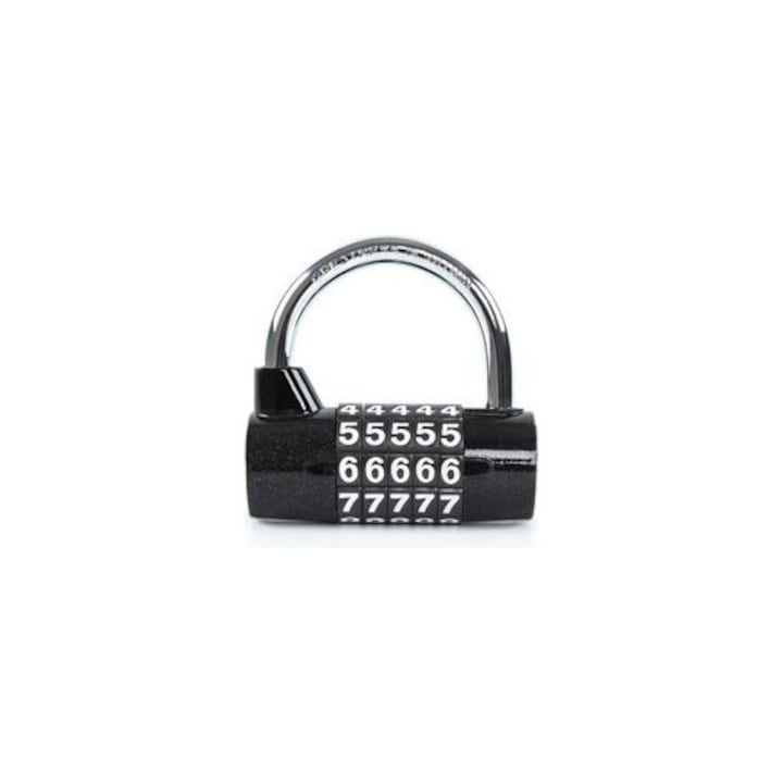 Lacat cu cifru, lacat cu combinatie, din aliaj de zinc si otel, etans si antirugina, fara cheie, negru, 65 x 60 x 23 mm, 1 buc