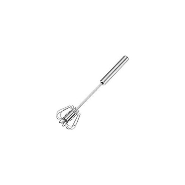 Tel rotativ semiautomat, mixer manual Fei Yu, din otel inoxidabil 430, cu 10 bare ingrosate, maner ergonomic ingrosat, neelectric, argintiu, 12 inch, 1 buc
