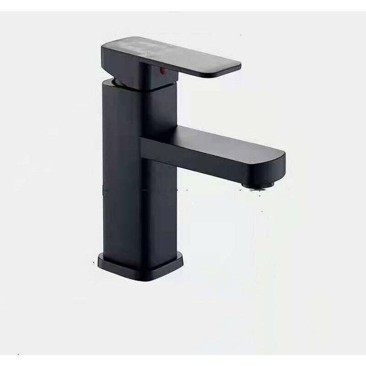 Baterie lavoar negru, ceramic, inox-plastic, 1-3cm