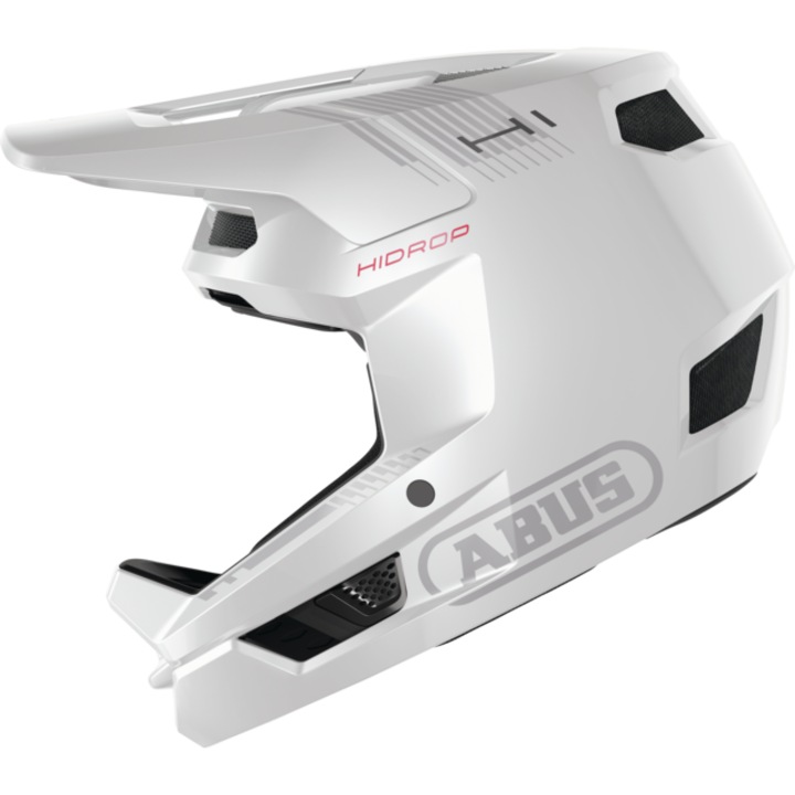 Casca ABUS HiDrop Shiny white XL, 61-62 cm, Full Face, pentru MTB și Downhill, ASTM DH, alb