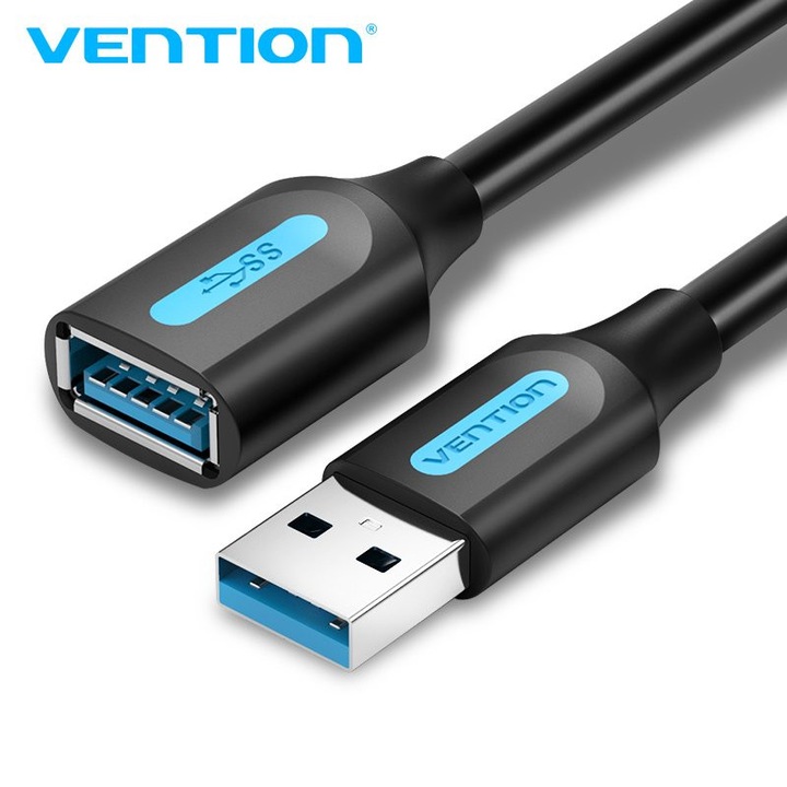 Кабел USB3.0 M-USB F Vention CBHBG 1.5m Черен