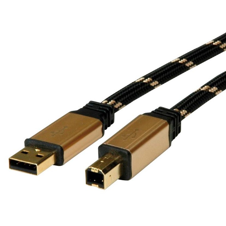 Roline 11.02.8802 SS000530 USB2.0 A-B kábel, 1.8m, arany, nyomtatóhoz, készülékekhez
