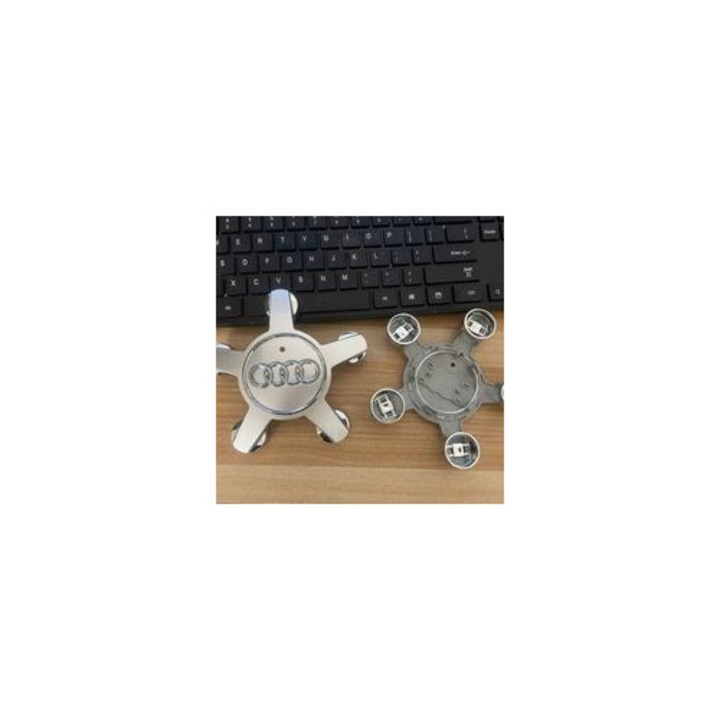 4 darabos készlet, kerékközép kupakok (középső emblémák) 4F0601165N, ABS-ből, 135 mm-es felnikkel kompatibilis, ezüst