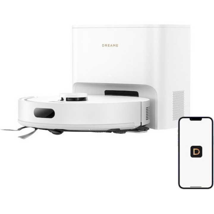 Aspirator robot Dreame D20 Air Plus, robot aspirator cu cartografiere laser, putere de aspirare 20000 Pa, capacitate colectare 280 ml, acumulator, alb
