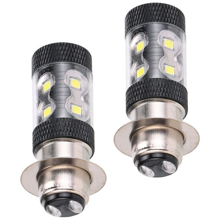 Bec LED motorkerékpárhoz P15D H6M, 7.5W 12V, plug and play, IP68 vízálló, 6500K hideg fehér, 1 db