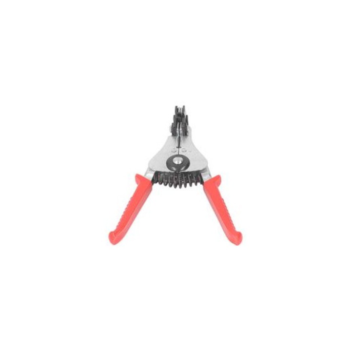 Cleste dezizolat automat, instrument pentru cabluri, plaja de dezizolare 0,5–6 mm², gauri 0,5/1,2/1,6/2,0 mm, otel aliat rezistent la coroziune, maner rosu, 1 buc