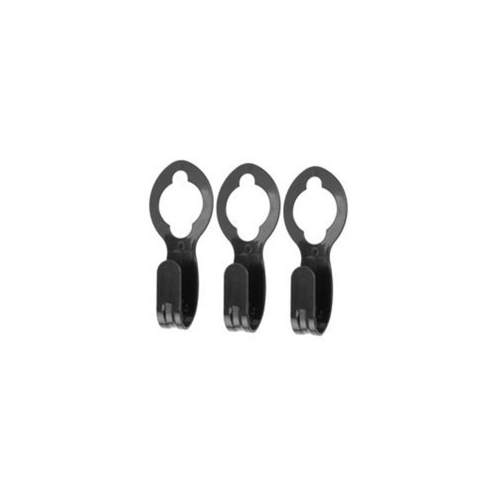Suport pentru furtun de gradina, carlig pentru teava, din plastic ABS, previne incurcarea si indoirea furtunului, usor si rezistent, Negru, 3 bucati