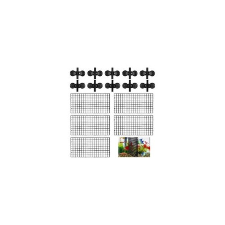 Divizor acvariu set 5 piese plastic negru 30x15cm
