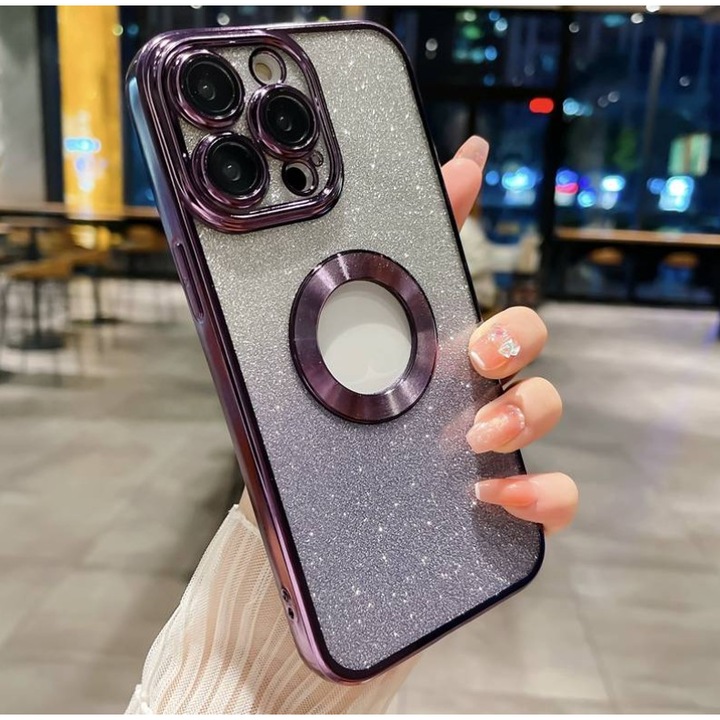 Luxus csillogó tok csillámmal TP-24 iPhone 14 Pro Max-hoz – Lila Digital One LSSS01462 – 167137