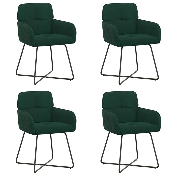 Scaune de dining 4 pcs, vidaXL, Catifea Verde inchis 59 x 56 5 x 86 cm