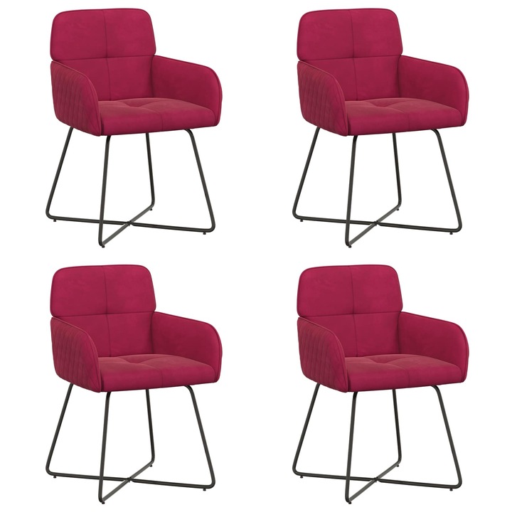 Scaune de dining 4 pcs, vidaXL, Catifea Rosu Vin 59 x 56 5 x 86 cm