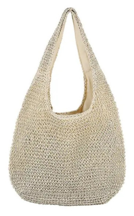 Geanta dama, sac de plaja, capacitate mare, bej, 60x31cm