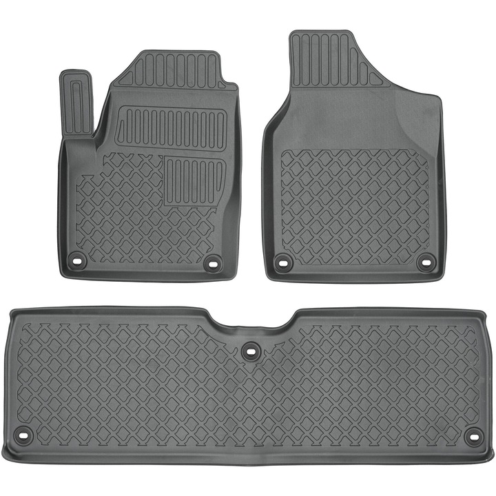 Ford Galaxy si MPV (5 locuri) din 1995 pana in 2006 Seat Alhambra si (5 locuri) / VW Sharan si (5 locuri) Van din 1995 pana in 2010 Covorase auto cu margini inalte / sistem de fixare + emblema – CULOARE NEAGRA