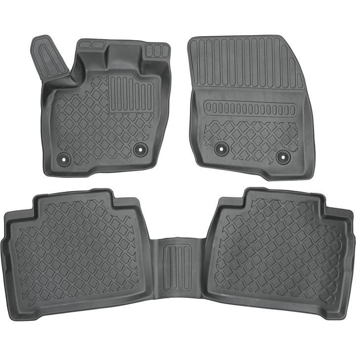 Ford Galaxy III / Ford S-Max II Van din 2015 Covorase auto cu margini inalte / sistem de fixare + emblema – CULOARE NEAGRA