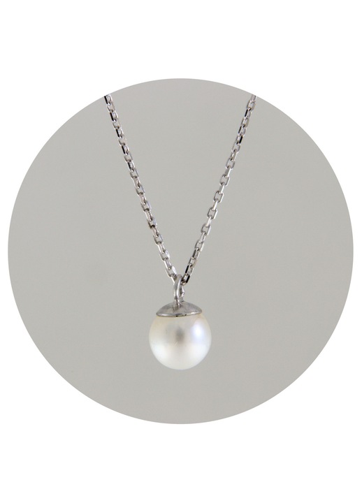 Colier aur galben 14K cu pandantiv integrat cu perla de cultura, lant 45 cm