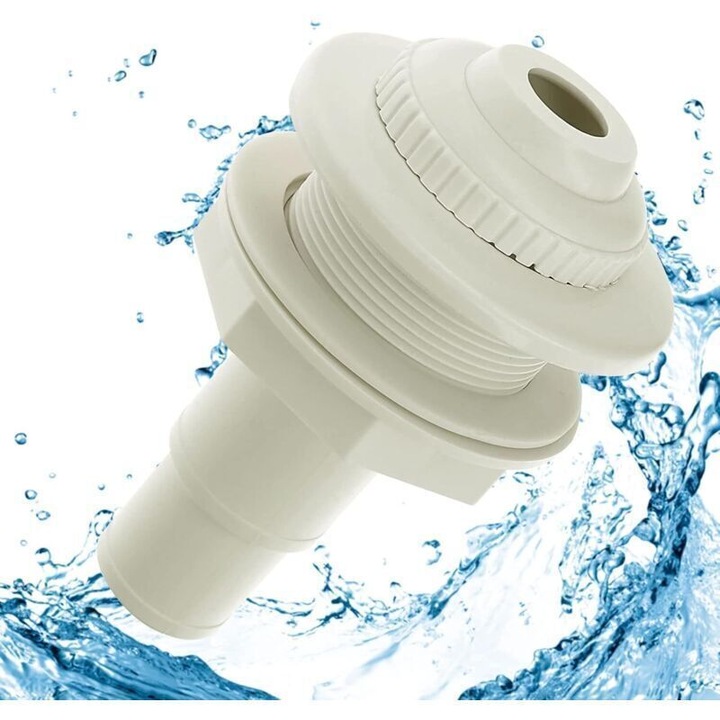 Buza de retur pentru piscina cu perete din otel, reglabila, 14x7.7cm, 32mm/38mm, alb