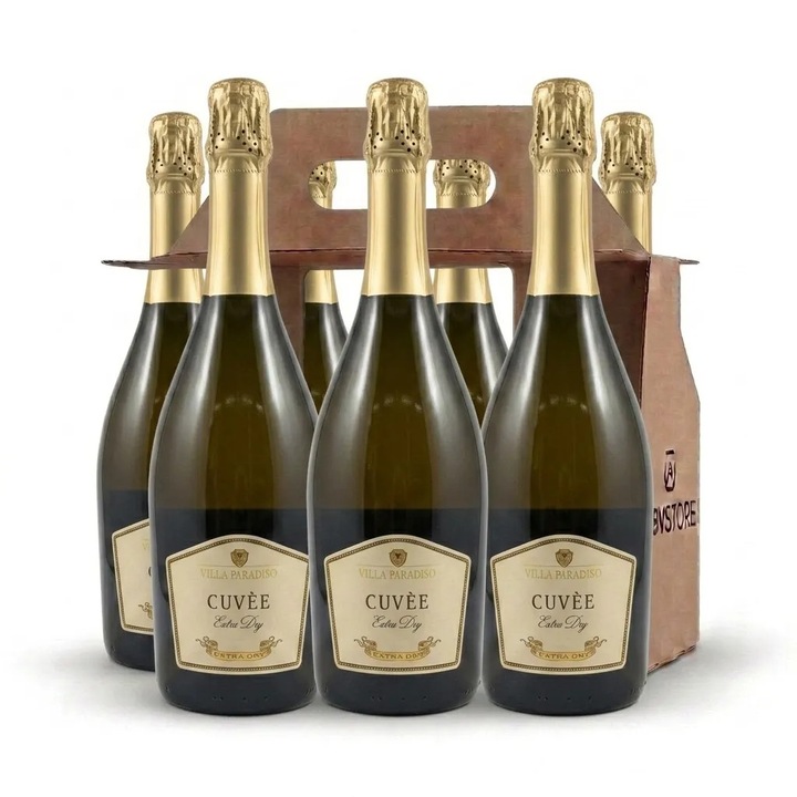 Set Vin Spumant Alb Villa Paradiso Vin Spumant Cuvee Extra Dry 6 x 0, 75L 11%