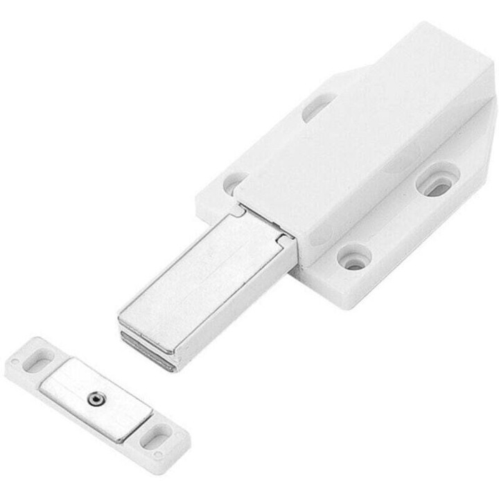 4 db push-to-open ajtónyitó készlet, rugós mechanizmus, mágneses, fehér, közepes méret
