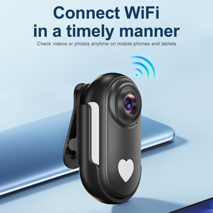 Camera Video WiFi pentru Animale de Companie, Bytelike, Perspectiva POV HD, Unghi Larg, Design Compact si Usor, Rezistenta la Apa si Exterior, Ideala pentru Caini, Pisici