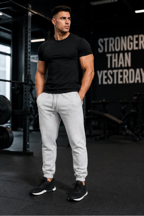 Férfi sportnadrág, NYCO Urban Brushed Sweat Pants, Slim Fit, Vesti - VE818T, Melange szürke